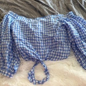 Checkered off the shoulder top